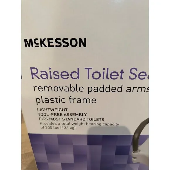 MCKESSON RAISED TOILET SEAT LIGHTWEIGHT NEW MAX WEIGHT 300 LBS